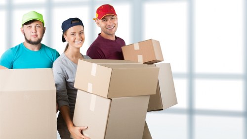 IT equipment and office boxes arranged for a business relocation in Surrey